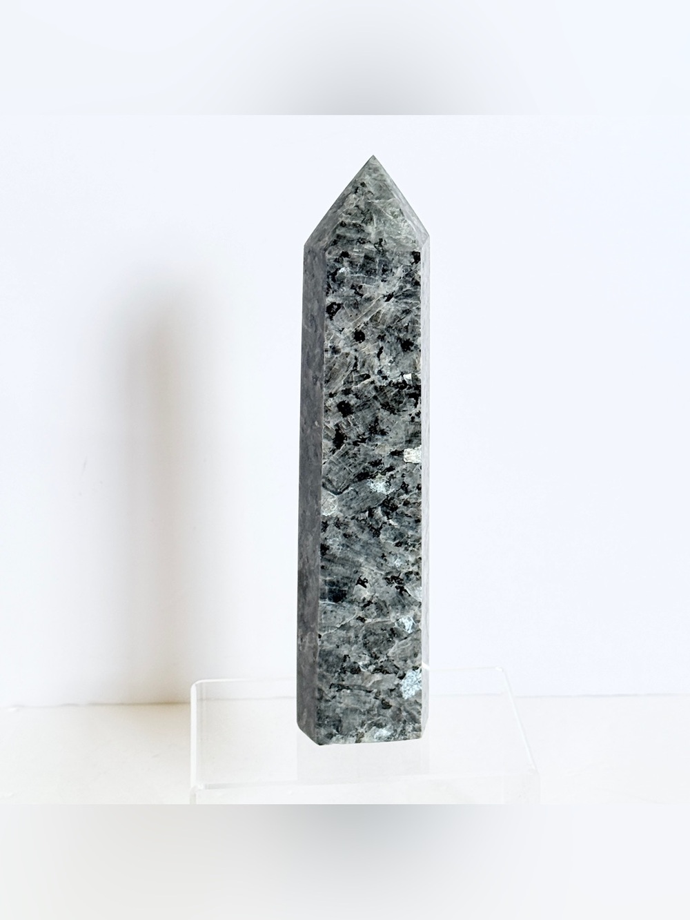 Larvikite Tower Obelisk – Sparkling 6 Sided Polished Crystal Point 8.75” 706g